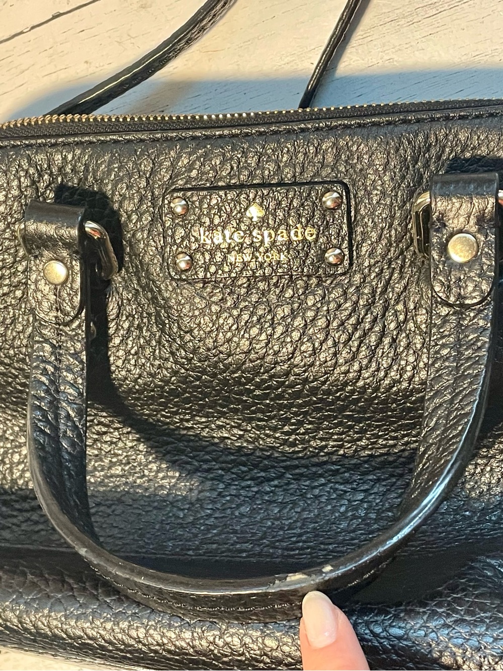 kate spade Black Pebbled Leather Satchel with Crossbody Strap - Picture 15 of 15